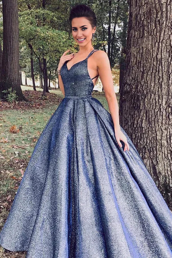 Vestidos de fiesta con escote en V brillante
